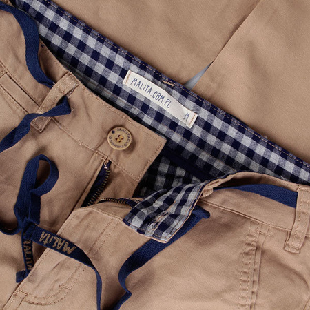 Spodnie Malita Chino Check Beige silm fit