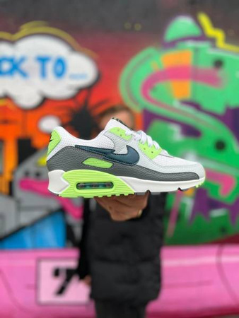 Buty Nike Air Max 90 (DJ6897-100) BWHITE/AQUAMARINE-LIME GLOW-OFF NOIR